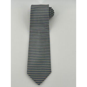Brooks Brothers Makers Tie Blue Gold Striped Silk Necktie Menswear Classic